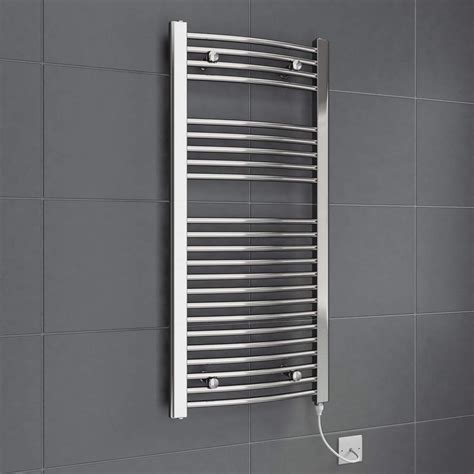 electric heated towel rail radiator  bathroom chrome curved wall mounted   mm amazon