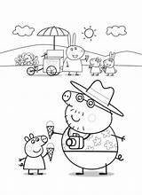 Pig Coloring Peppa Ice Cream Pages Daddy Icecream Colorin George Drawing sketch template