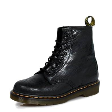 dr martens black snake skin effect  wave mens womens leather boots amazoncouk shoes bags