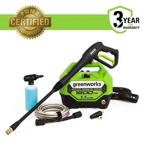 greenworks 1800 psi 1 1 gpm cold water electric pressure washer in the