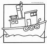 Coloring Pages Boats Boat Kids Cartoon Tugboat Bateau Printable Children Drawing Clipart Dessin Transportation Colorier Color Sheets Colouring Cliparts Ship sketch template