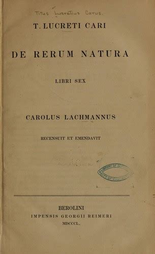 de rerum natura libri sex 1850 edition open library