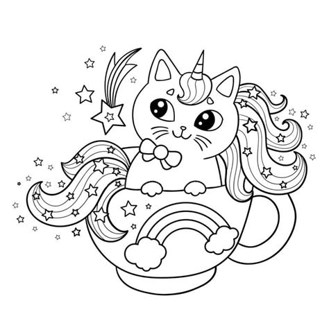 unicorn cat coloring pages  printable coloring pages  kids