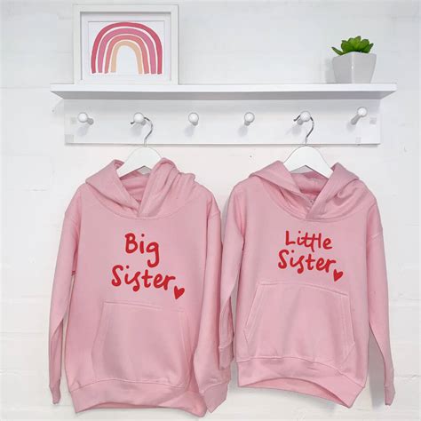 big sister little sister pink and red hoodies by lovetree design