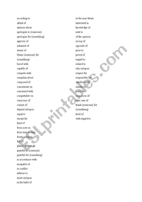 english worksheets prepositional idioms