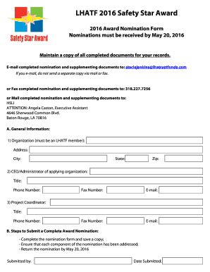 fillable  lhatf  safety star award  award nomination form fax email print