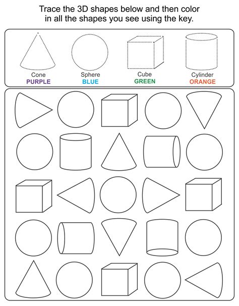 shapes  kindergarten worksheet names  shapes worksheets