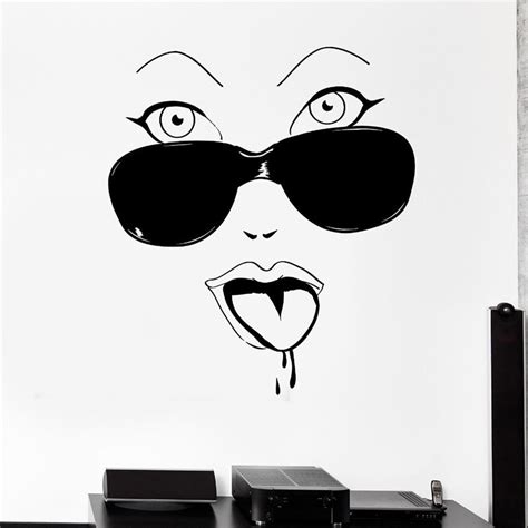 naughty girl face wall stickers fashion wall art for home decor