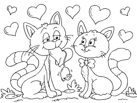 cats  love coloring page coloring pages