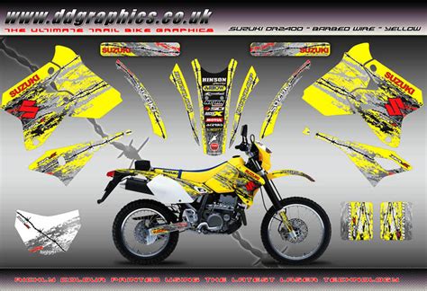 suzuki drz barbed wire full graphic kit yellow