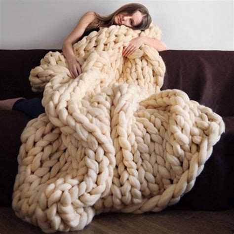 Acrylic Knitting Throw Blankets Yarn Knitted Blanket Hand Knitted Warm