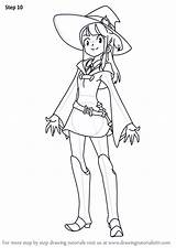 Academia Little Witch Draw Step Drawing Kagari Atsuko Tutorials Anime Manga sketch template