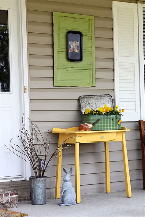 colorful spring front porch house  hawthornes