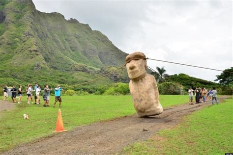 easter island heads walking stone theory called  question huffpost