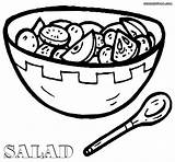 Salad Coloring Pages Plate sketch template