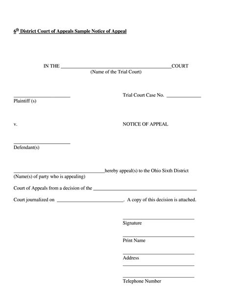 ohio appeals notice form fill  printable fillable blank
