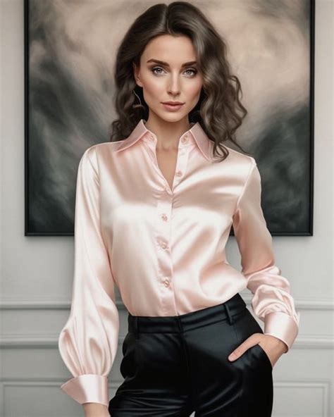 red satin silk satin fashion beauty satin blouses satin shirt