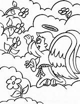 Angel Picking Clouds Coloring Flowers Boy Scegli Bacheca Una sketch template