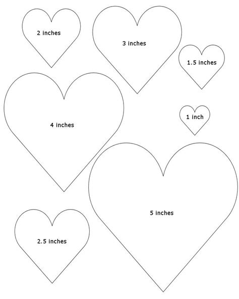 printable heart template  sizes printable templates