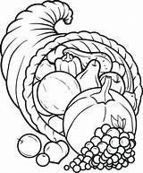 Cornucopia Coloring Pages Thanksgiving Drawing Food Printable Kids Sketch Para Cuerno Abundancia La Fall Johnny Big Heart Dibujos Pencil Turkey sketch template