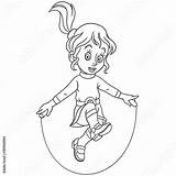 Coloring Rope Skipping Jumping Cartoon Girl Kids Vector Book Color Pages Pic Contents Comp Similar Search Getdrawings Getcolorings sketch template
