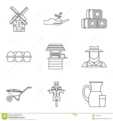 suburban icons set outline style stock vector illustration  house