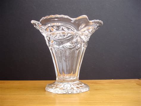 1940s Glass Vase Vintage Glass Vase Art Deco Glass Vase With A