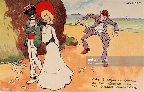 a vintage illustration of an interracial couple walking on a beach as