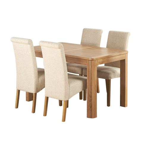 romsey natural solid oak extending dining table   scroll  plain