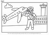 Draw Pilot Drawing Cartoon Step Occupations Paintingvalley Drawings Tutorials Learn sketch template