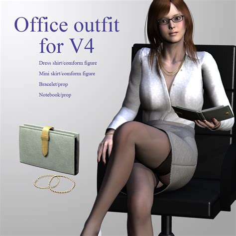 office outfit for v4 3d figure assets kobamax