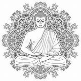 Buddha Coloring Bouddha Meditating Messo Meditando Mascots Amulets Seated Assis Méditant Vectors Bouddhiste Virgo Esoteric sketch template