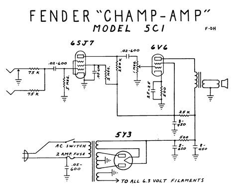 fender champ amp  schematic kbappscom