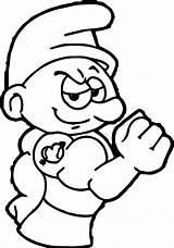 Coloring Pages Papa Smurf Strong Mario Mushroom Power Getcolorings Smurfs Ups Drawing Getdrawings Smurfette sketch template
