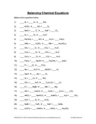 identifying chemical reactions worksheet answers escolagersonalvesgui