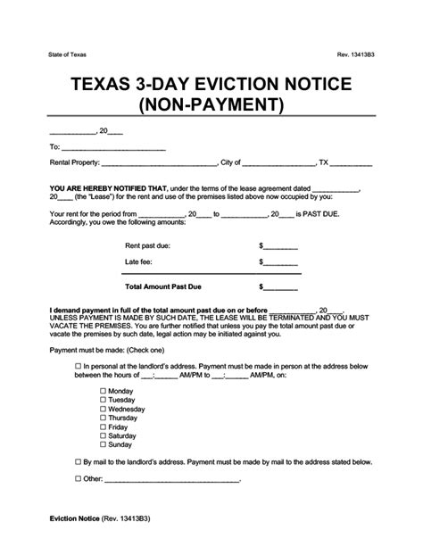 days  vacate texas form  texas eviction notice forms