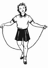Rope Skipping Coloring Girl Jump Large Jumprope Cartoon sketch template