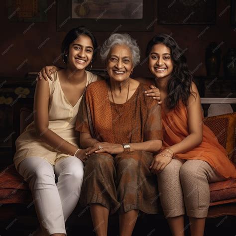 Premium Ai Image Indian Granny Mom And Me Three Generations Of Girl