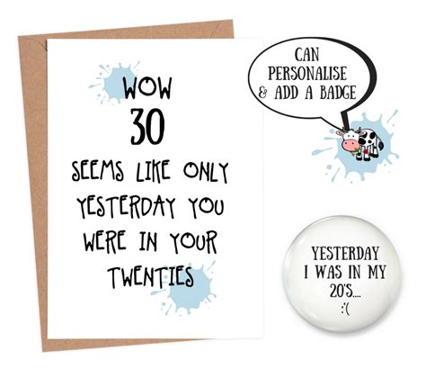 Funny 30th Birthday Cards Personalised 30th Birthday