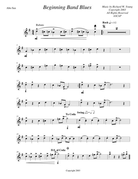 Download Beginning Band Blues Alto Sax Sheet Music By