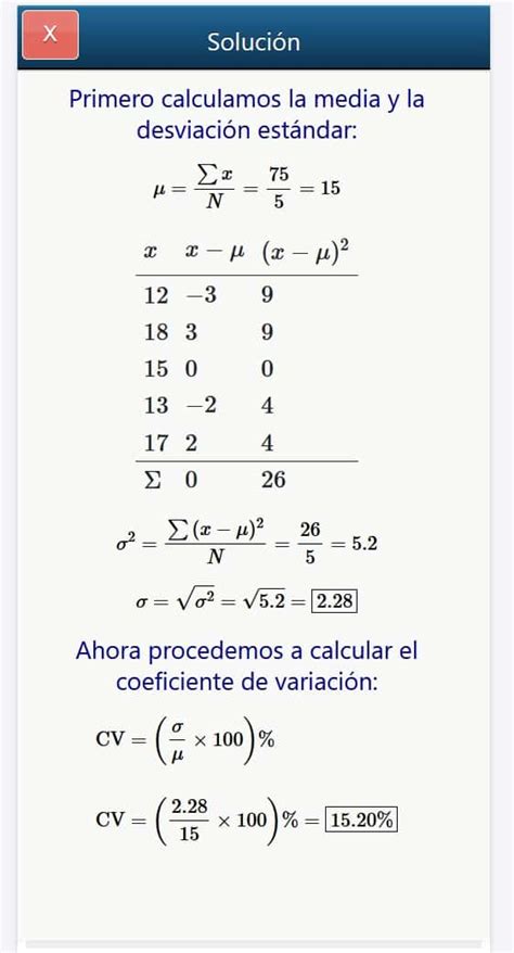Calculadora Coeficiente De Variacion Paso A Paso Fórmula Y Ejemplos