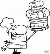 Chef Coloring Cake Pages Printable sketch template