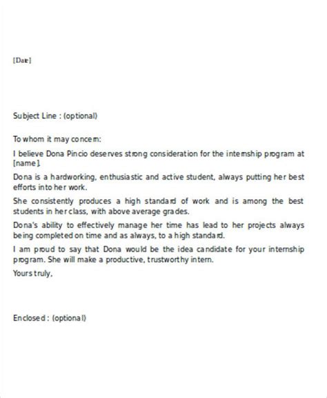 write  reference letter   intern letter  recommendation