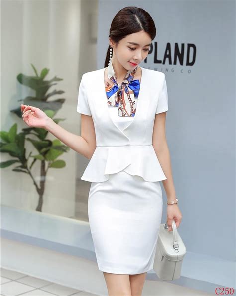 2020 Summer Formal Office Ladies White Blazer Women Business Suits With