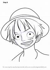 Luffy Piece Draw Monkey Step Drawing Sketch Drawings Anime Manga Tutorials Sketches Drawingtutorials101 sketch template