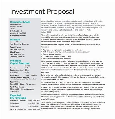 business investment proposal satu trik