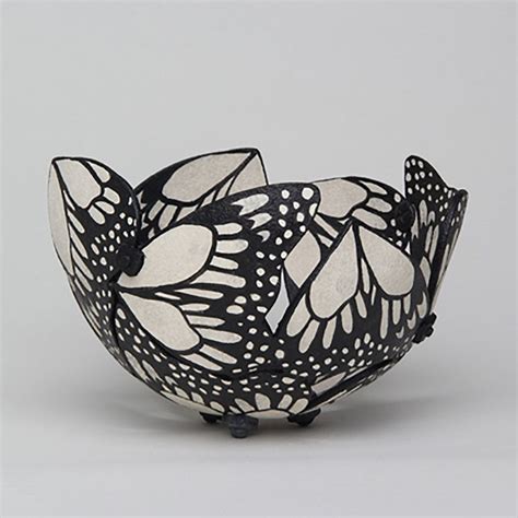 handmade ceramic pottery  grey  white monarch  fiona mazza