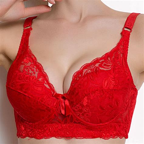 Ladies Women Sexy Underwear 3 4 Cup Padded Lace Sheer Bra Large Cup B C