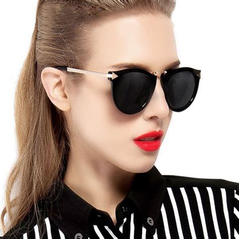 luxury vintage cat eye sunglasses women brand designer 2018 round