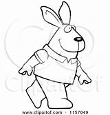 Rabbit Clipart Upright Walking Wearing Shirt Cartoon Thoman Cory Outlined Coloring Vector 2021 sketch template